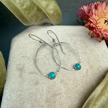 Oval Window Earrings, with turquoise - Variation 4