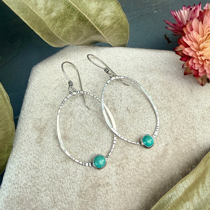 Oval Window Earrings, with turquoise - Variation 5