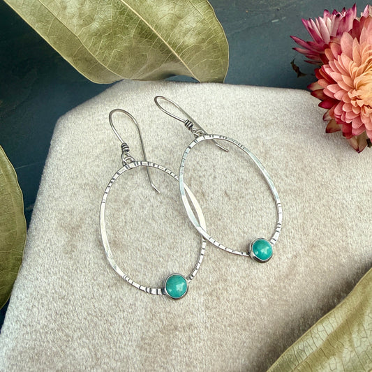 Oval Window Earrings, with turquoise - Variation 5