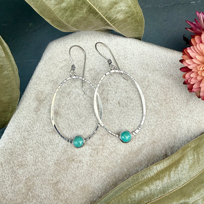 Oval Window Earrings, with turquoise - Variation 5