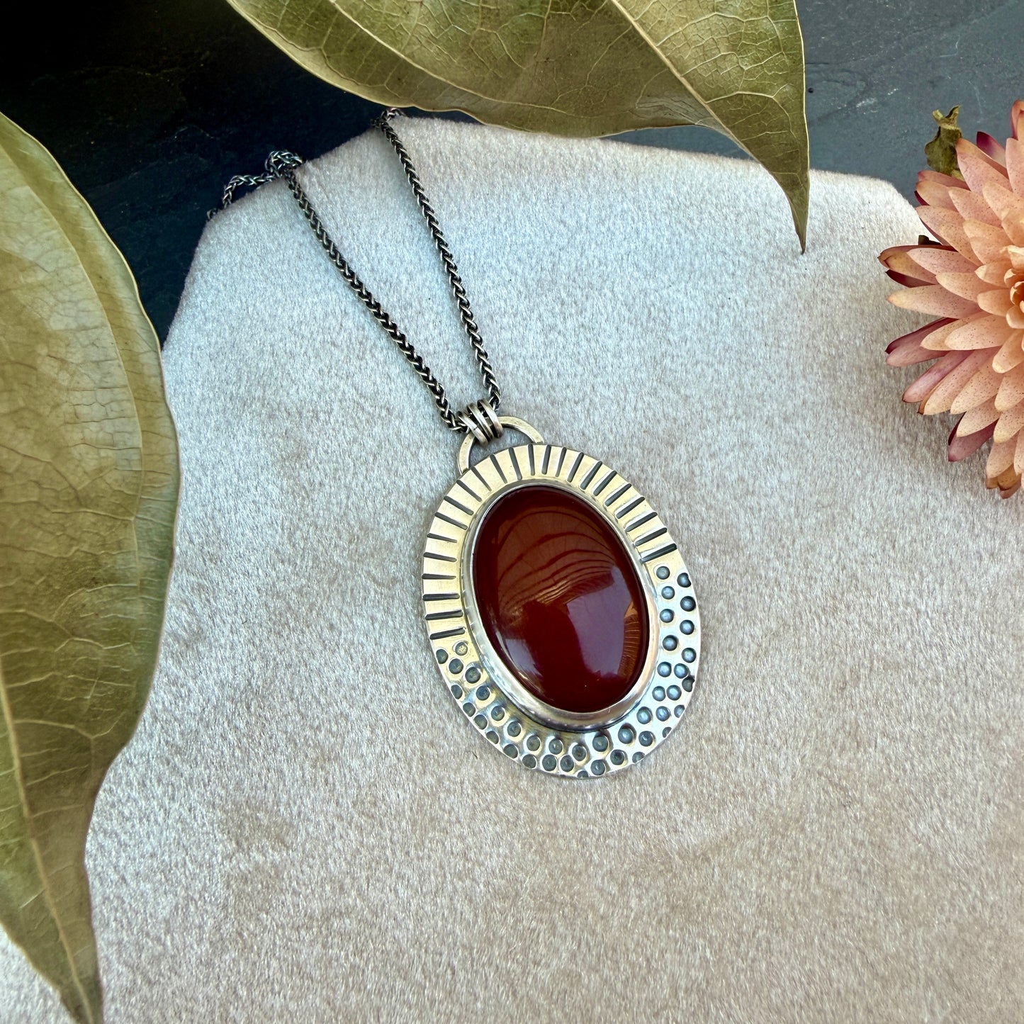Carnelian Stamped Sunrise Necklace