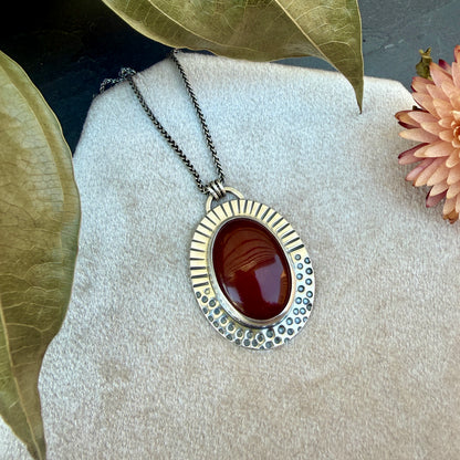 Carnelian Stamped Sunrise Necklace