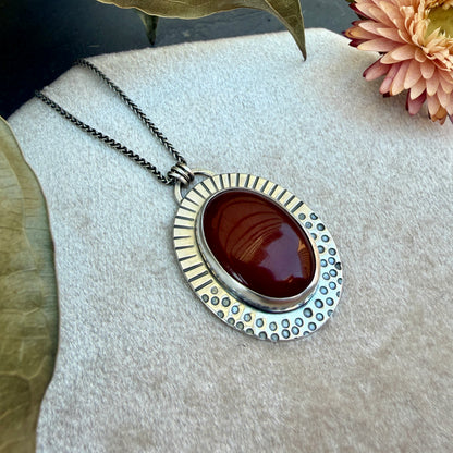 Carnelian Stamped Sunrise Necklace