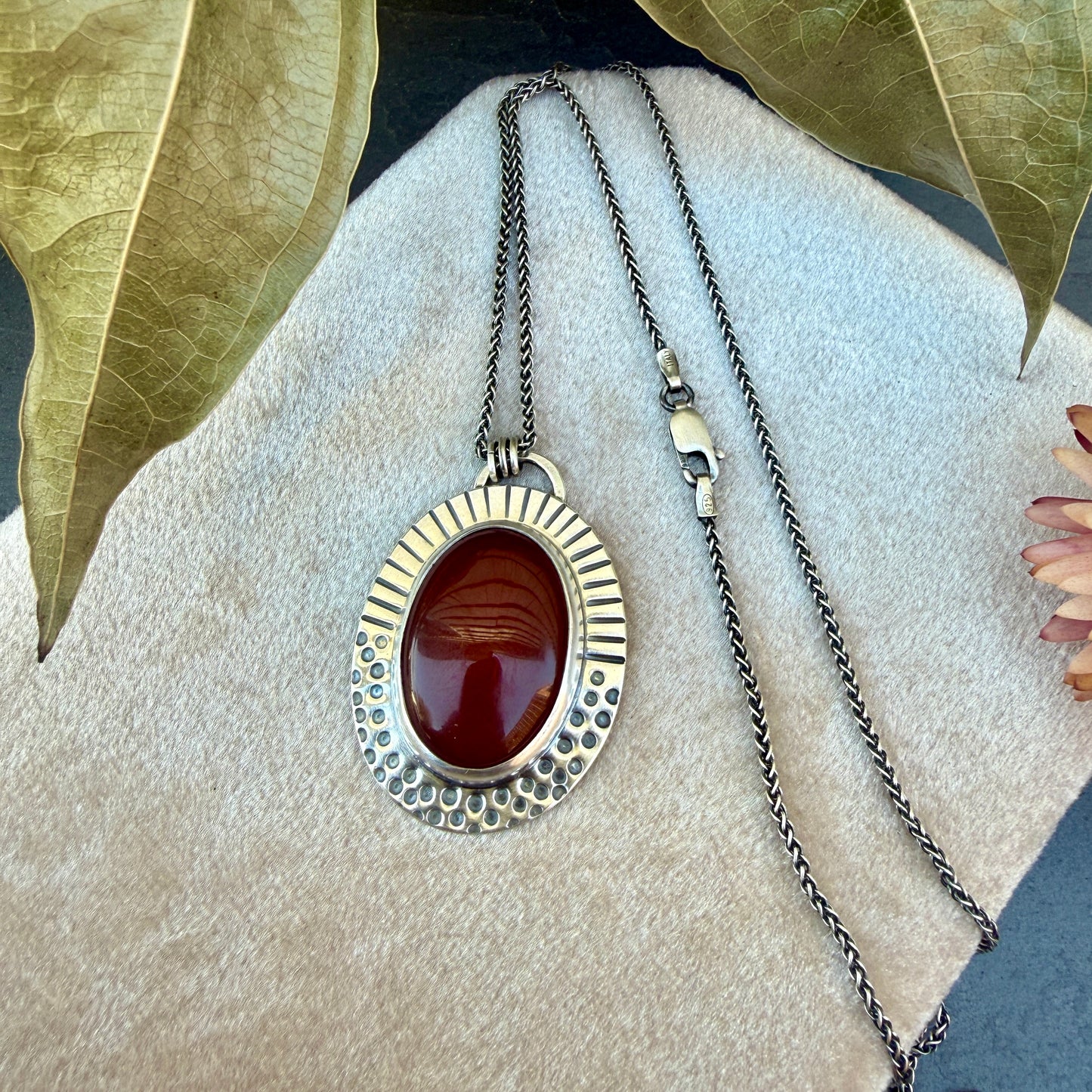 Carnelian Stamped Sunrise Necklace