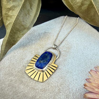 Faceted Lapis Mixed Metals Necklace