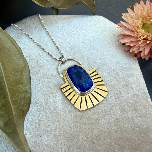 Faceted Lapis Mixed Metals Necklace