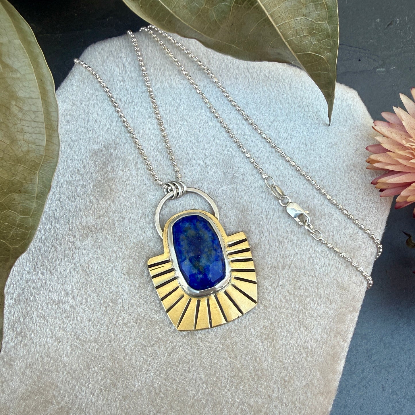 Faceted Lapis Mixed Metals Necklace
