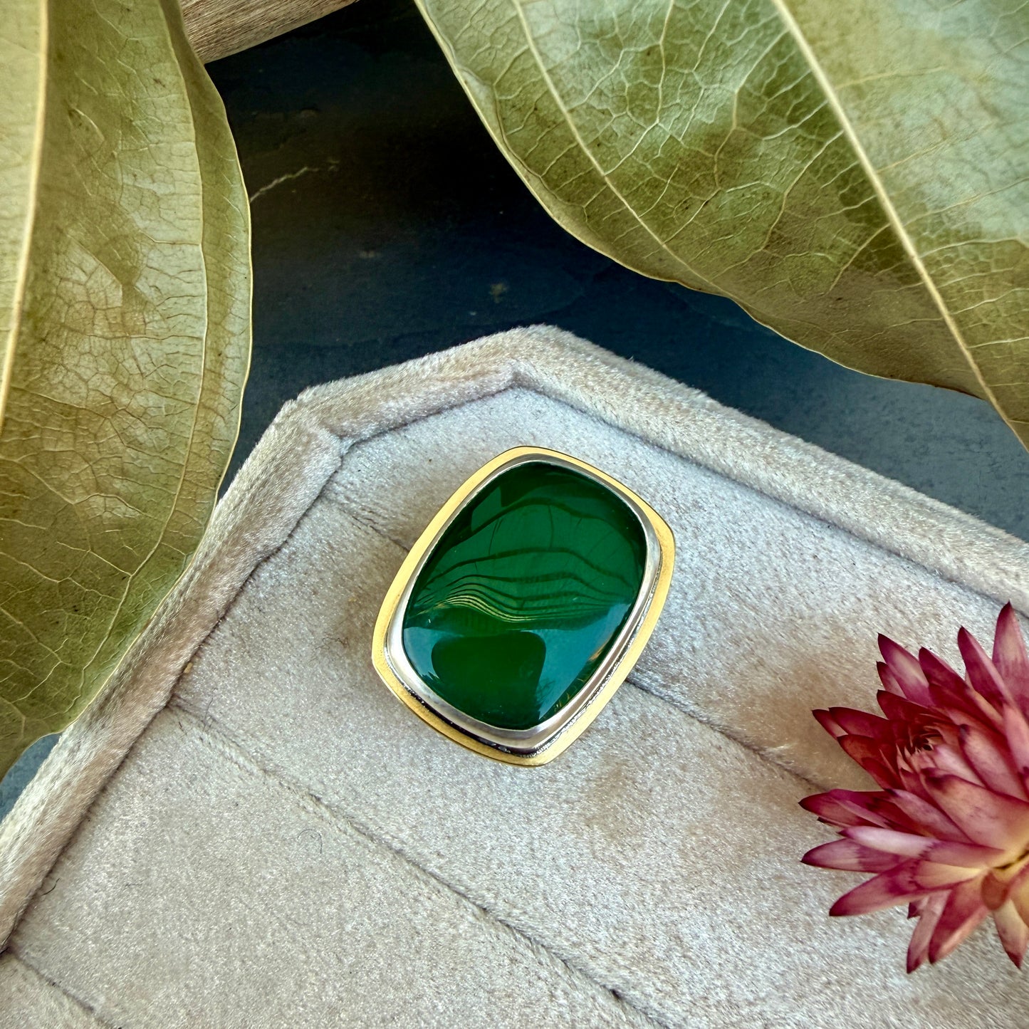 Green Onyx Ring - Size 6.5