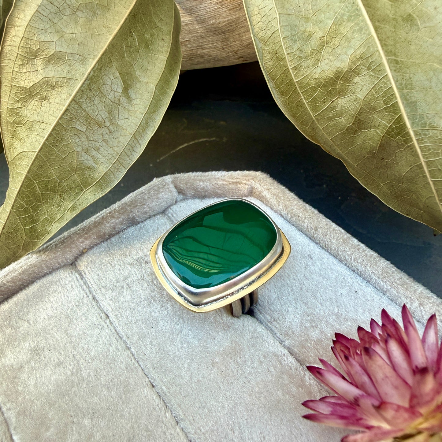 Green Onyx Ring - Size 6.5