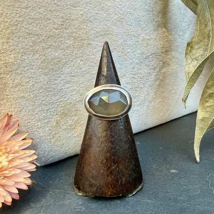 Faceted Gray Moonstone Ring - Size 6
