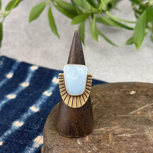 Blue Opal Sunburst Ring- Size 6.5