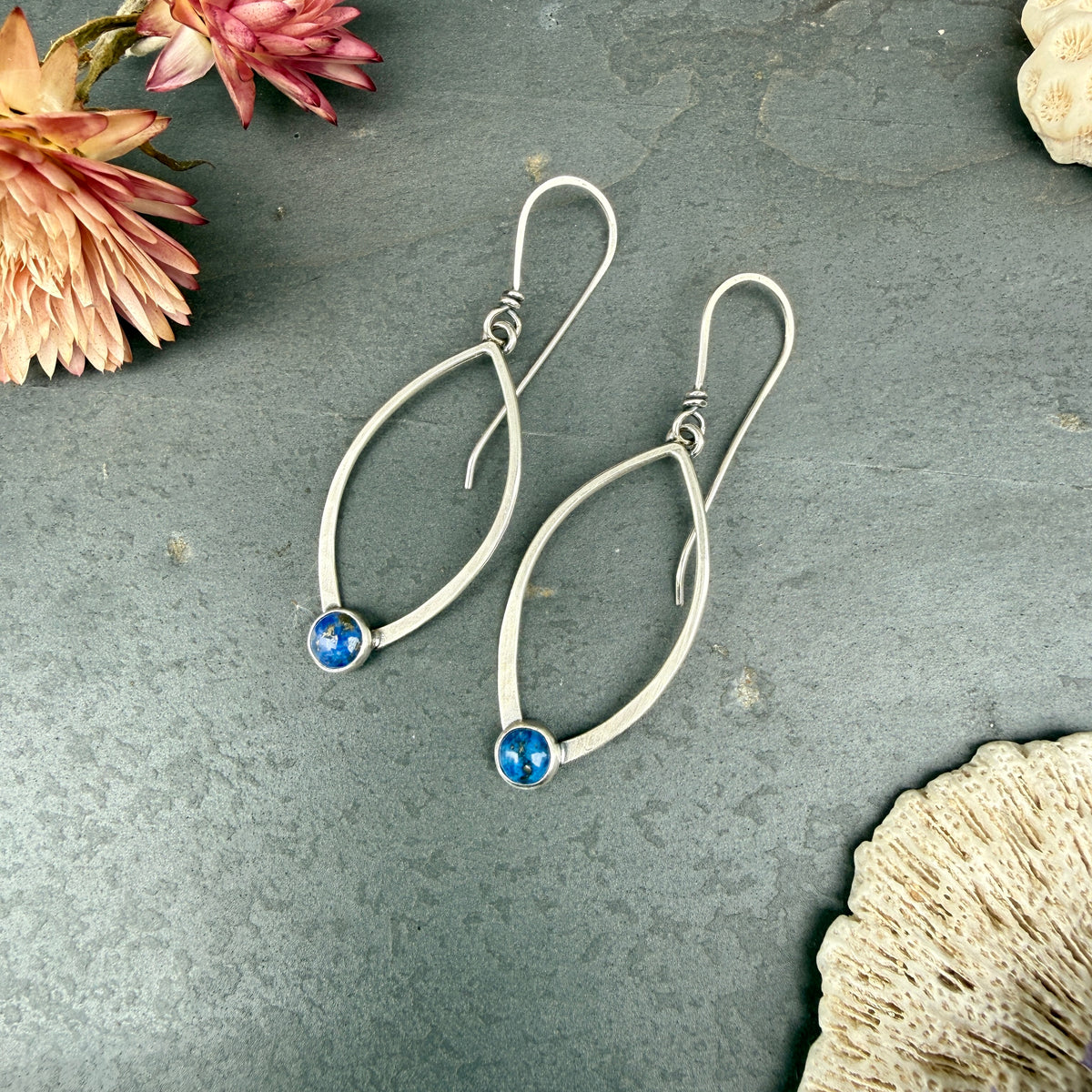 Small Open Leaf Earrings - with stone options
