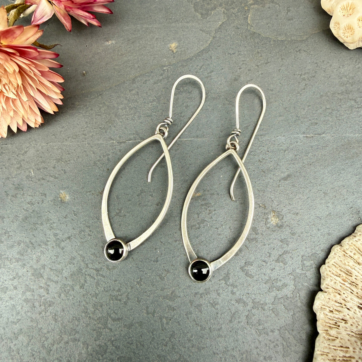 Small Open Leaf Earrings - with stone options