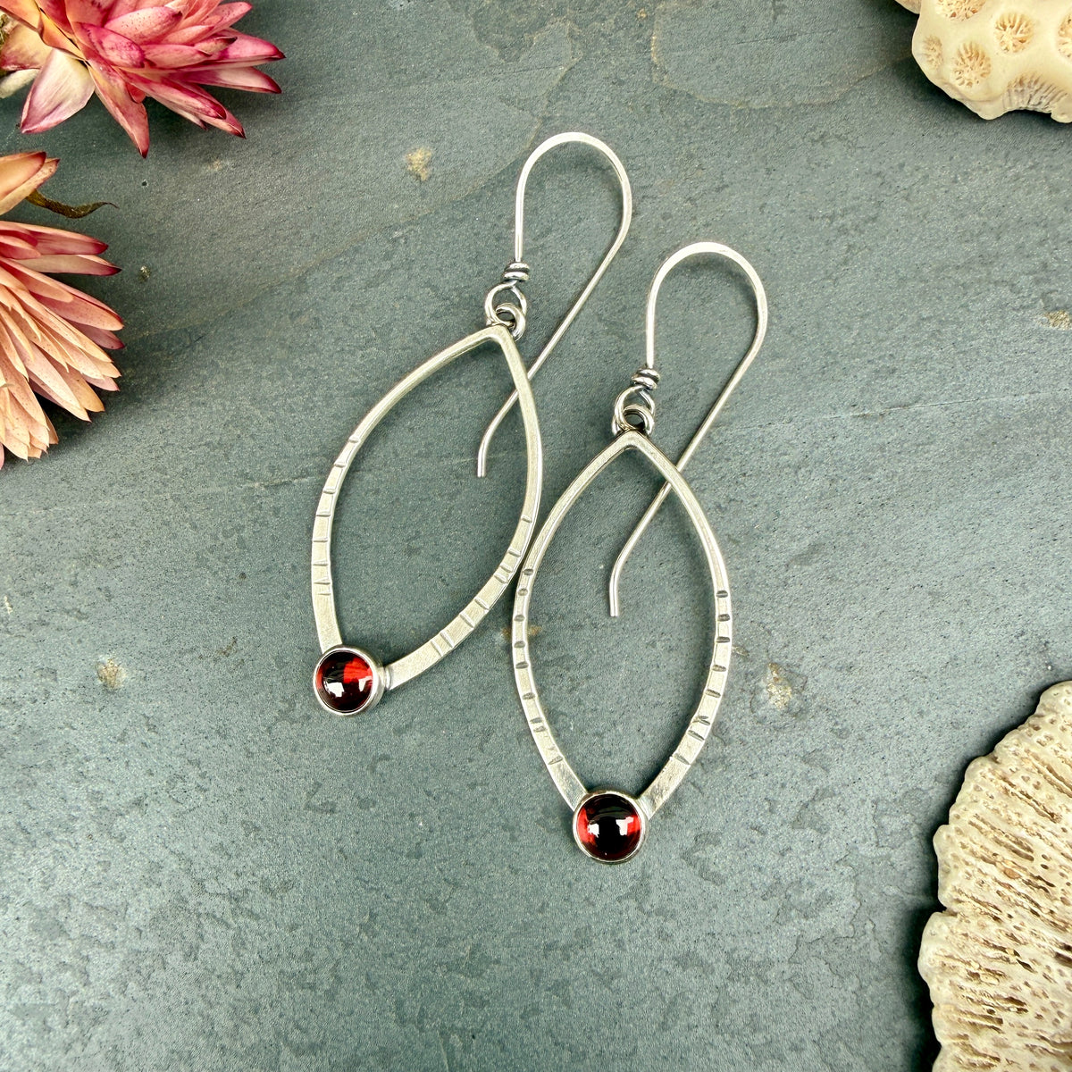 Small Open Leaf Earrings - with stone options