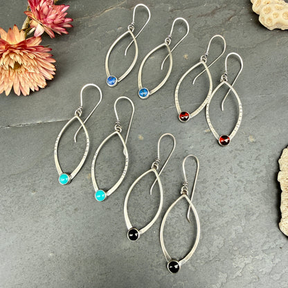 Small Open Leaf Earrings - with stone options