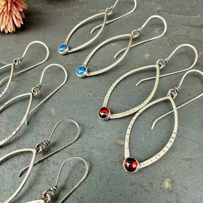 Small Open Leaf Earrings - with stone options