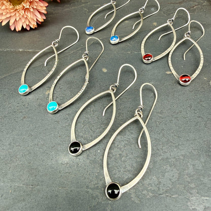 Small Open Leaf Earrings - with stone options