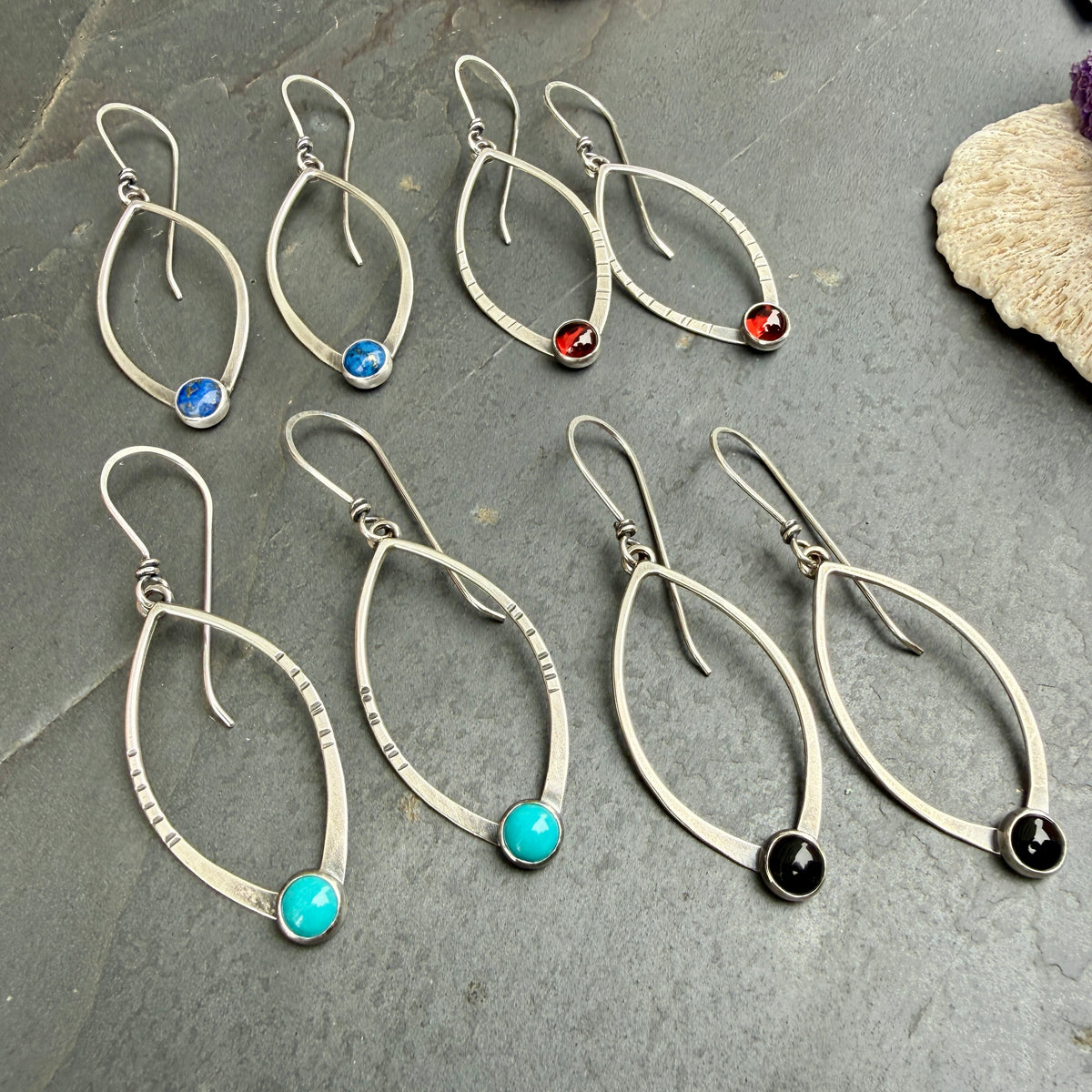 Small Open Leaf Earrings - with stone options