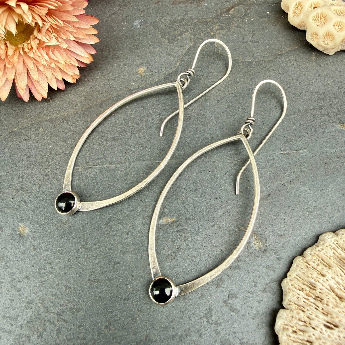 Large Open Leaf Earrings - with stone options