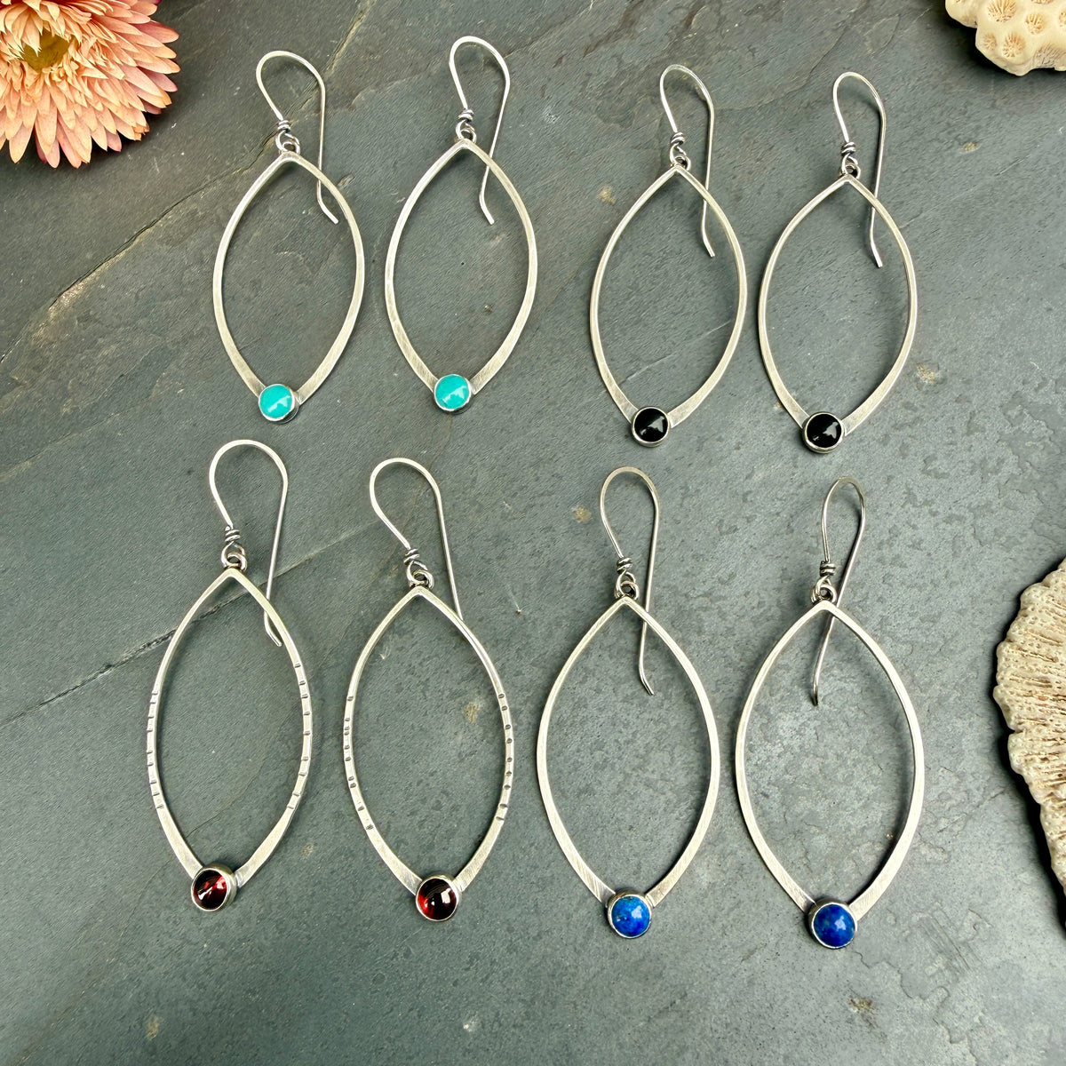 Large Open Leaf Earrings - with stone options