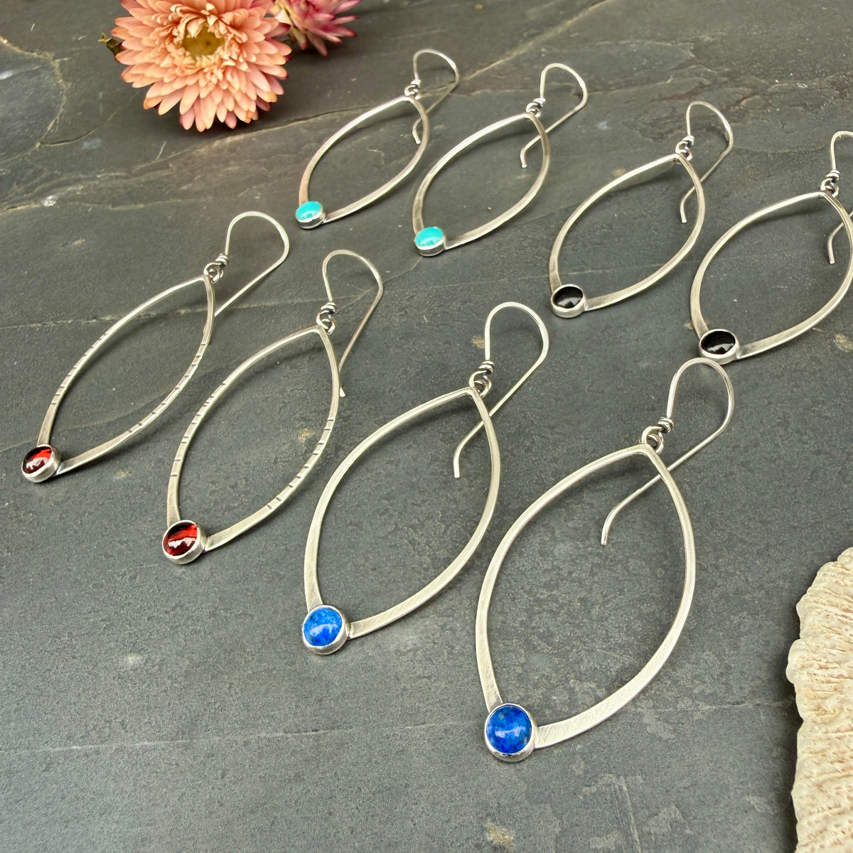 Large Open Leaf Earrings - with stone options