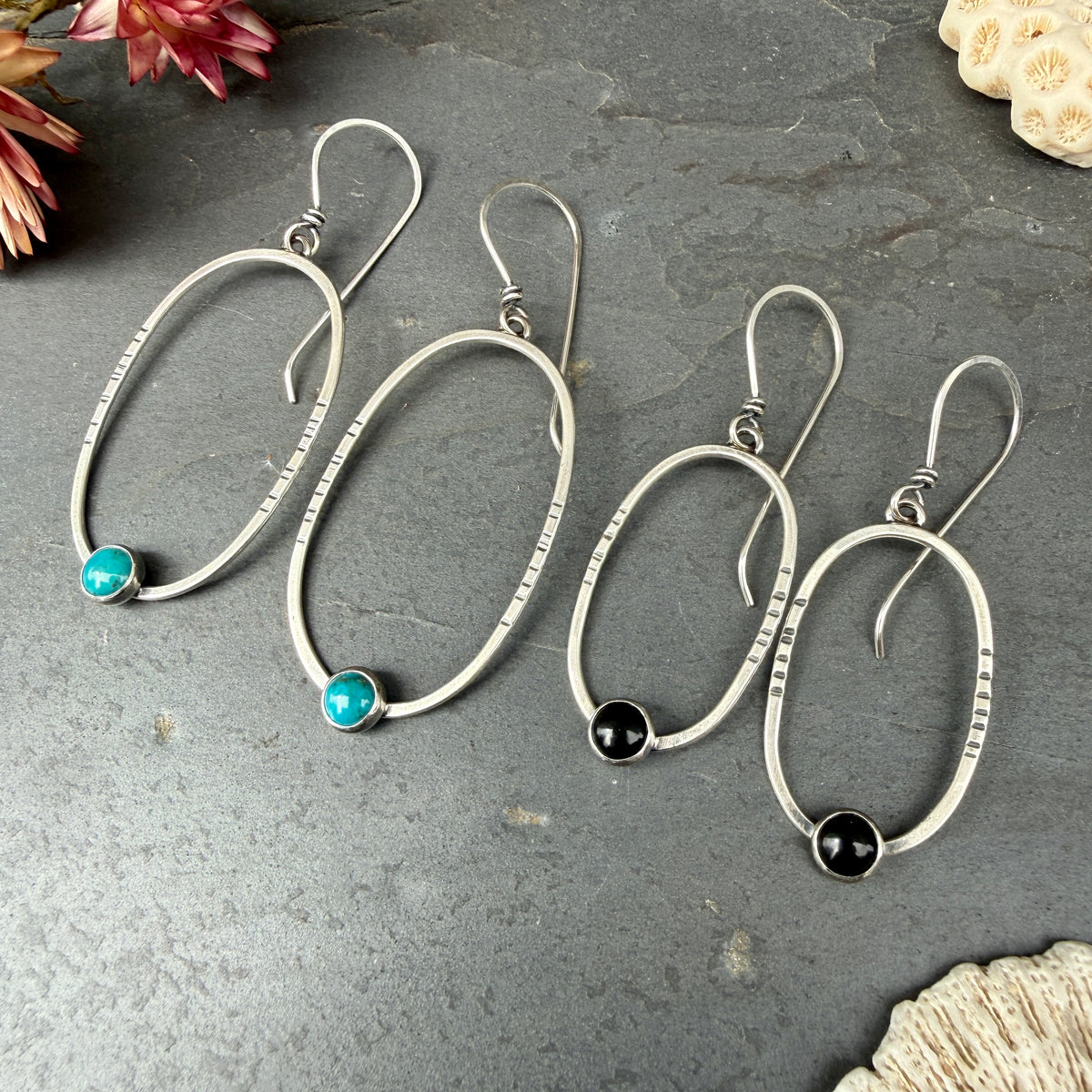 Small Oval Portal Earrings - with stone options