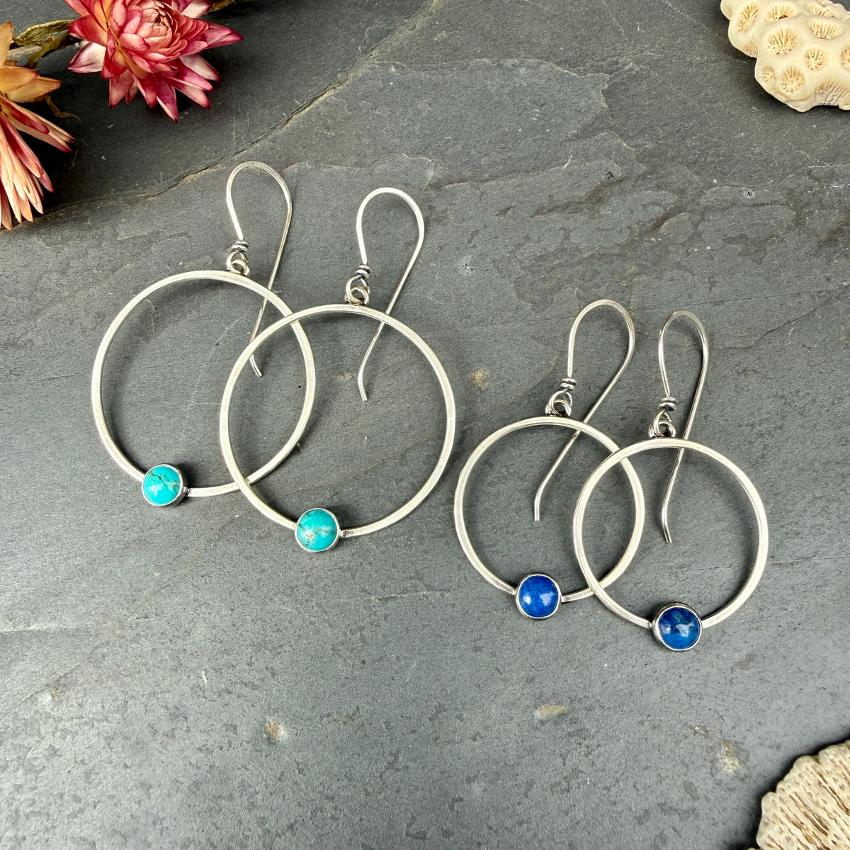 Small Round Portal Earrings - with stone options