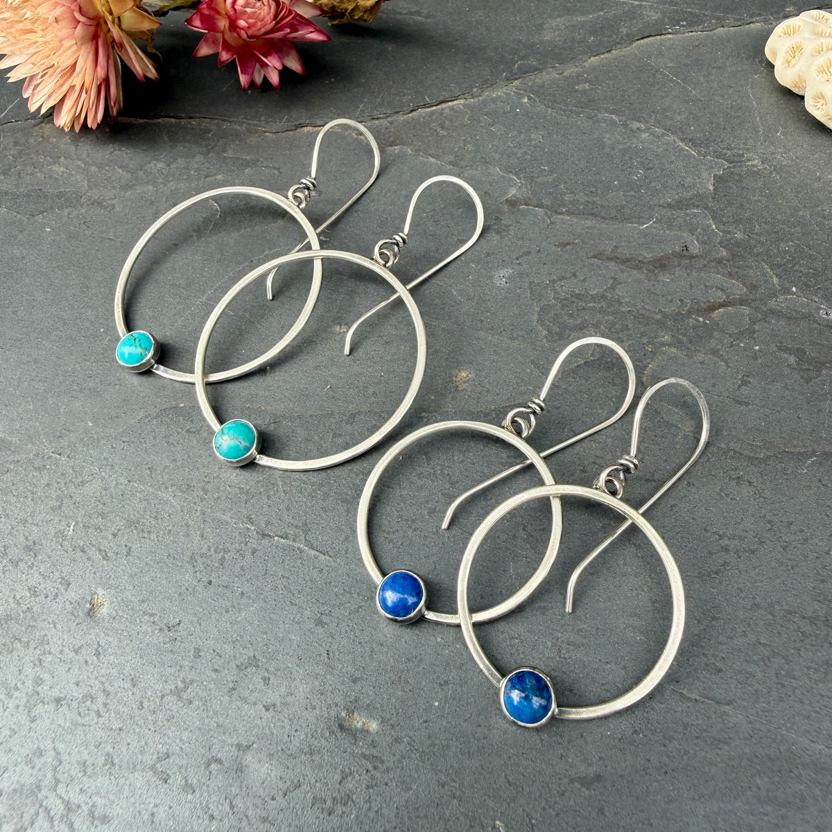 Small Round Portal Earrings - with stone options