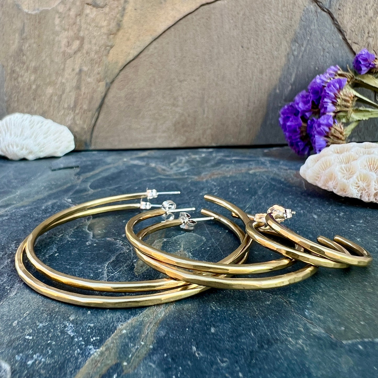 Everyday Hammered Hoops - Brass