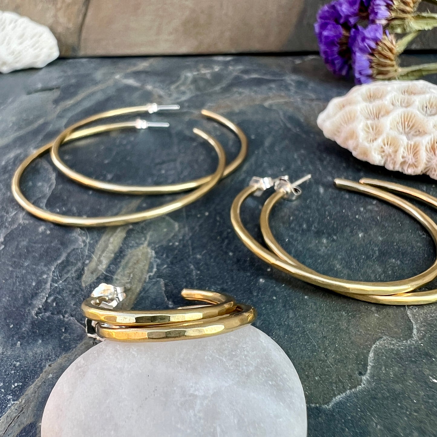 Everyday Hammered Hoops - Brass