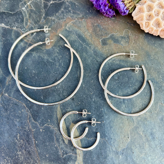 Everyday Hammered Hoops - Silver