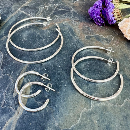 Everyday Hammered Hoops - Silver