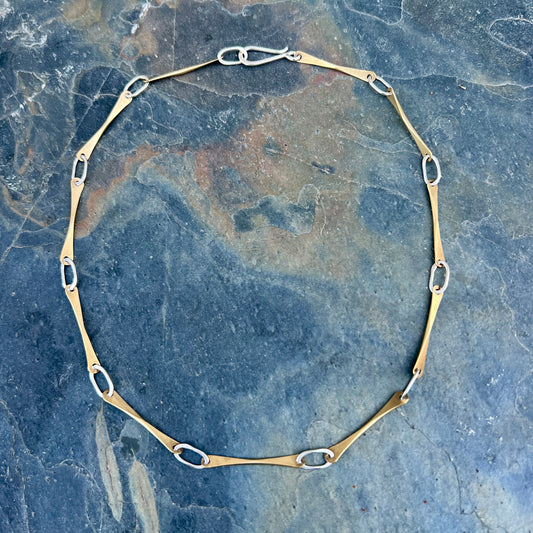 Bar Chain Bar Necklace - Mixed Metals