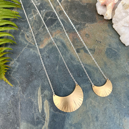 Crescent Moon Necklace - Brass