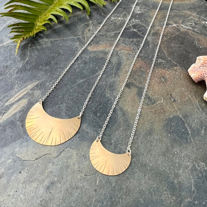 Crescent Moon Necklace - Brass