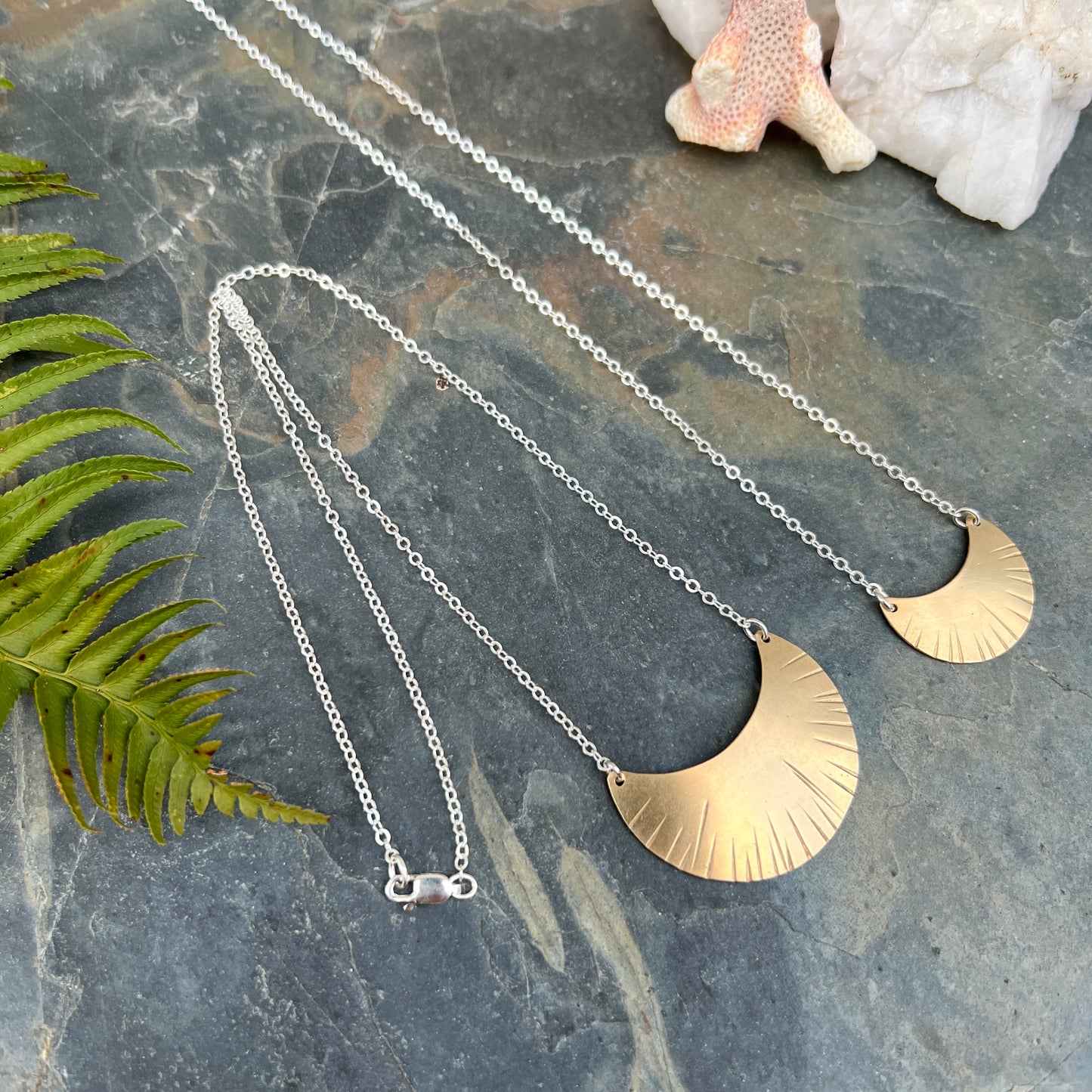 Crescent Moon Necklace - Brass