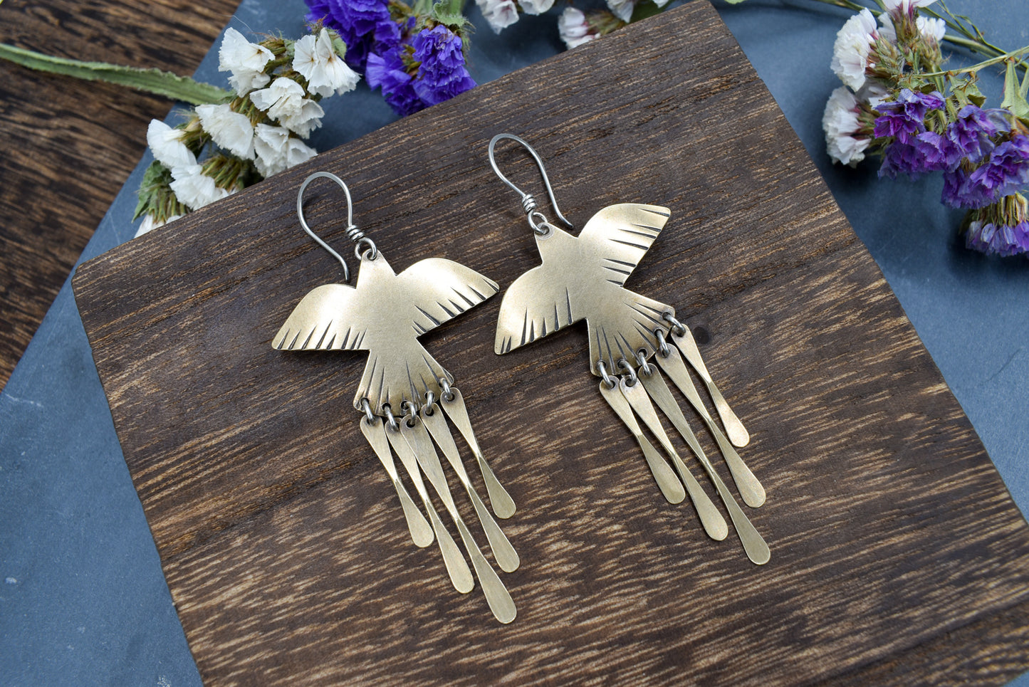 Phoenix Earrings - Brass or Silver