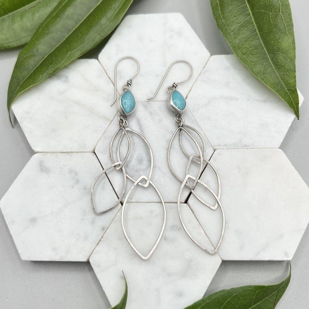 Amazonite Petal Drop Earrings - Three