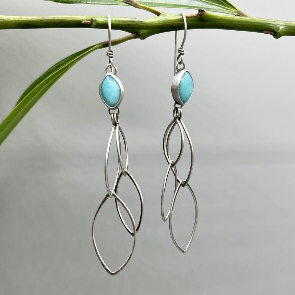 Amazonite Petal Drop Earrings - Three