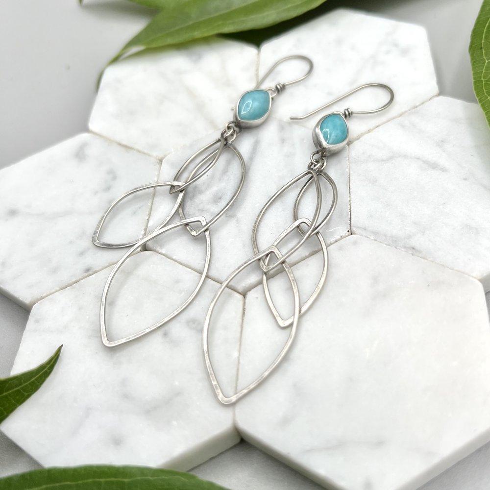 Amazonite Petal Drop Earrings - Three