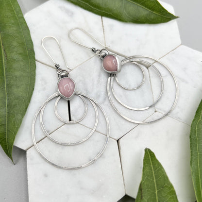 Pink Opal Teardrop Dangle Earrings