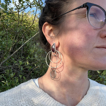 Rose Cut Ruby Celestial Hoop Earrings