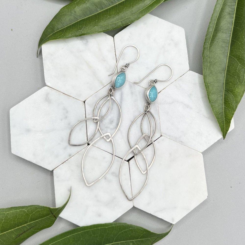 Amazonite Petal Drop Earrings - Three