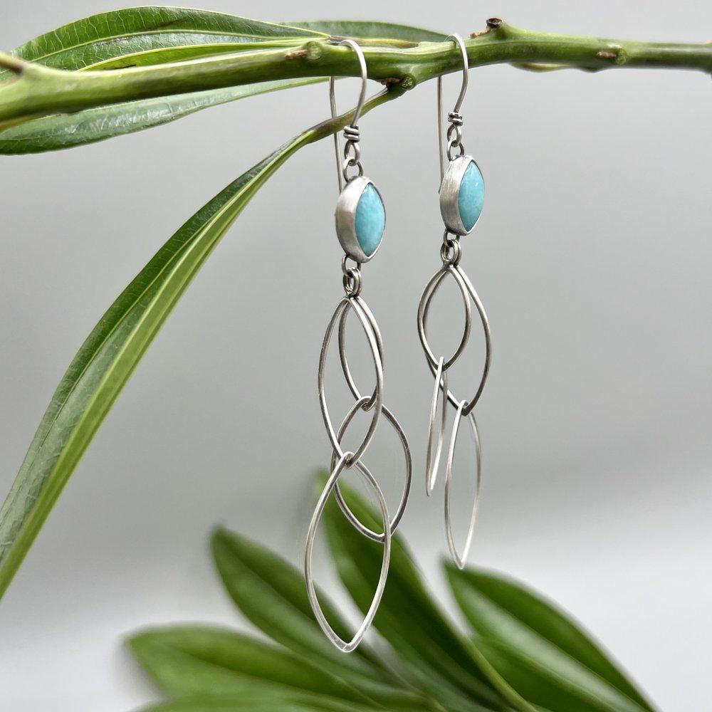 Amazonite Petal Drop Earrings - Three