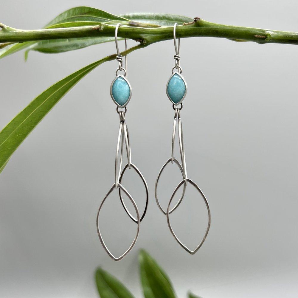 Amazonite Petal Drop Earrings - Three