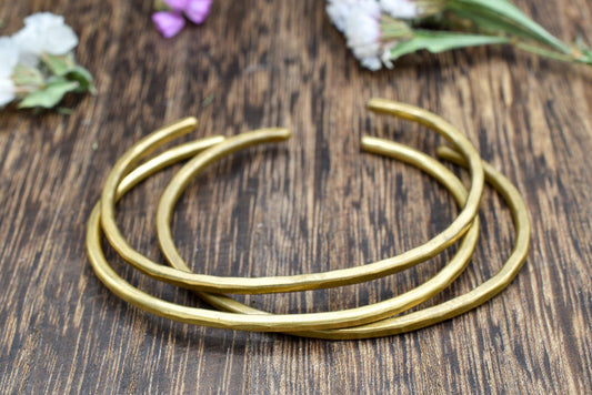 Hammered or Dashed Everyday Cuff Bracelets - Brass
