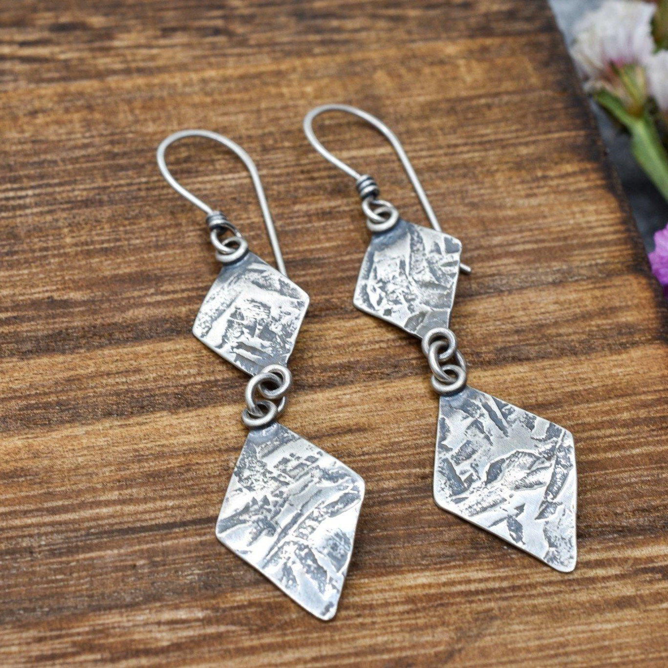 Textured Double Diamonds, Silver - Variation Two