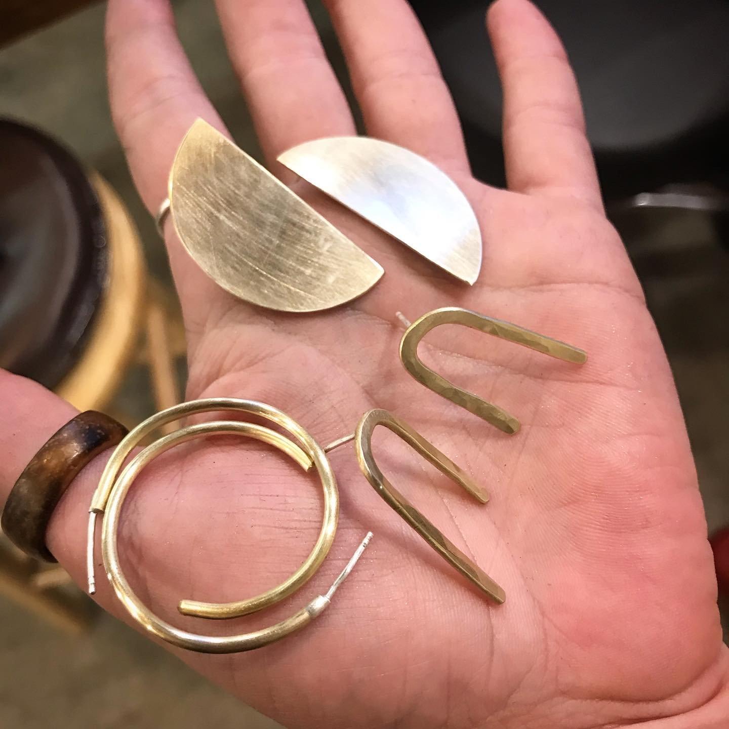 Hand Forged Hoops and Stud Earrings - 4 hours